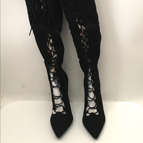Fashion Nova Lace Up Knee High Heel Boots - Picture 16 of 16